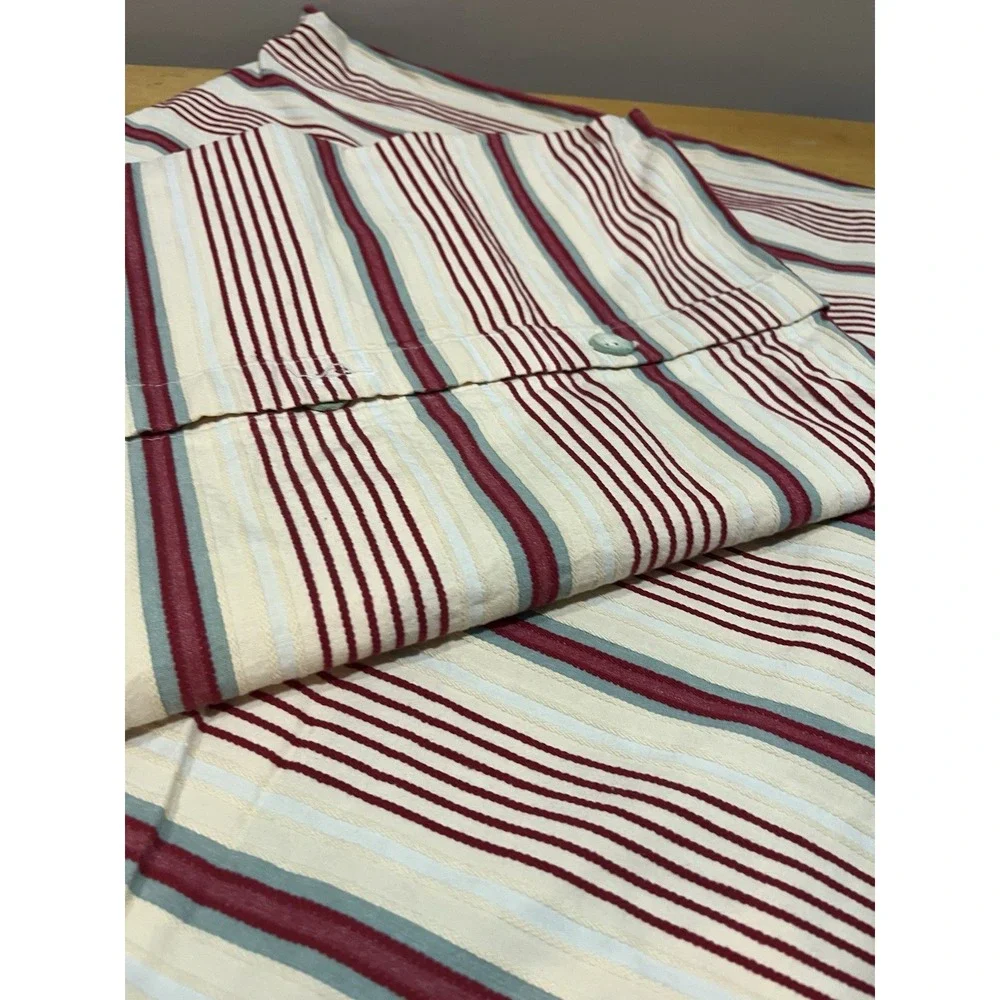 IKEA Alvine Raffla Pillow Cover  SET (2) 25x25 Woven Stripes Red Cream‎ Blue